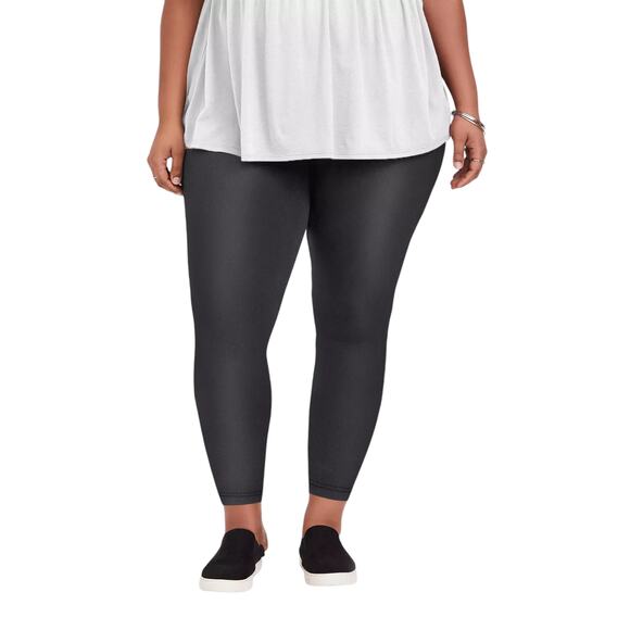 Torrid Crop Platinum Legging High Waisted Tapered Faux Leather Black Size 2X - Picture 1 of 7